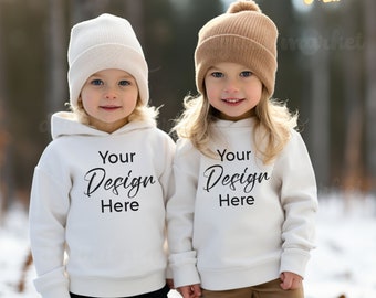 Mockup di felpa con cappuccio White Rabbit Skins 3326, mockup invernale, felpa con cappuccio in pile per bambini, mockup di felpa con cappuccio per bambini, Rabbit Skins 3326, mockup 3326
