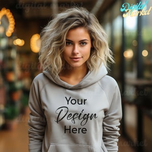 Gray Hoodie Mockup, Gildan 18500 Sport Grey Hoodie Mockup, Gildan Hoodie Mock up, Model Mockup, Hooded Sweatshirt mockup, Styled Mockup