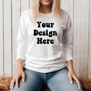 3501 Long Sleeves Mockup, White Long Sleeves Mockup, Spring Mockup, Bella Canvas 3501 Mockup, Bella Canvas White Long Sleeve Shirt Mockup