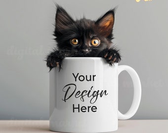 White Mug Pet Mock, Coffee Cup Template, Coffee Mug Mockup, Coffee Mug Template, Mug Mockup, Mug Mockups, POD Mockup, White Mug Cat Mockup
