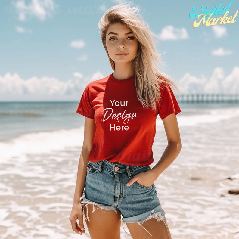 Summer Shirt Mockup, Mockup Bundle of 30, Beach Lifestyle Mockup Photos, Summer Lifestyle Mockup, Female Model, High Quality Image image 8