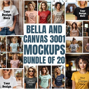 Bella Canvas 3001 Mockup Bundle, 3001 Tshirt Bundle, Mock up, Mockup, Mockup di Tshirt Bella Canvas, Bella Canvas 3001, Mockup, Mockup immagine 1