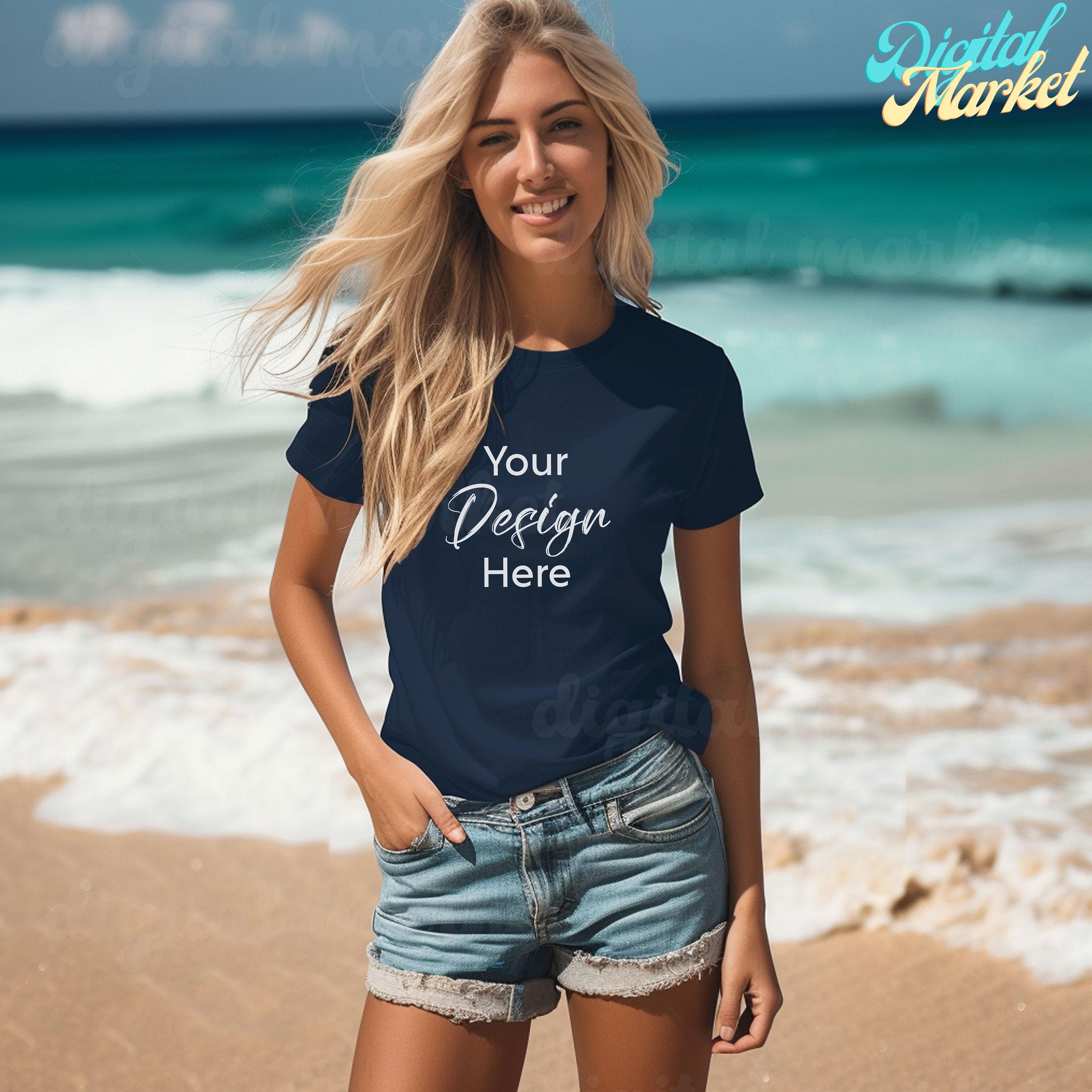 Summer Shirt Mockup, Mockup Bundle of 30, Beach Lifestyle Mockup Photos, Summer Lifestyle Mockup, Female Model, High Quality Image image 4