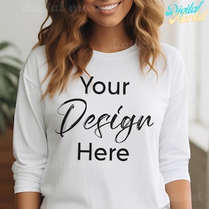 Bella Canvas 3501 Mockup White, Bella Canvas Mockup, Bella Canvas White Long Sleeve Shirt Mockup, 3501 Mockup, White Long Sleeve Tee Mock up