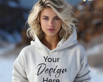 Gildan 18500 White Hoodie Mockup, Gildan Hoodie Mock up, White Hoodie Mockup, Oversized Hooded Sweatshirt mockup, Styled Mockup