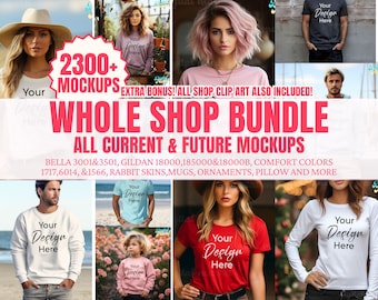 Mockups Mega Entire Whole Shop Bundle, Mockups Bundle Entire Shop T-shirts Hoodies Sweatshirts Mugs Canvas Frames Ornaments Pillows Towels