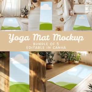 Yoga Mat Canva Template, Workout Mat Mockup Bundle, Editable in Canva Drag and Drop Mockup, Fitness Gym Mat Mockup, Pilates Mat Mockup