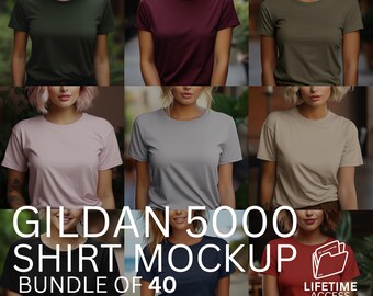 Gildan 5000 Female Model Mockup Bundle, 5000 Shirt Bundle, Gildan Model Mockups, Whole Section Bundle, Lifestyle Mockups, Tshirt Mockup