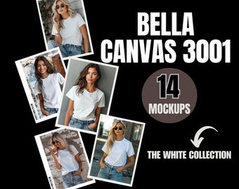 White Bella Canvas 3001 Mockup Bundle, Female Tshirt Mockup, Tshirt Mockup, Lifestyle Mockups, White T-Shirt Mockup, White Tshirt Bundle