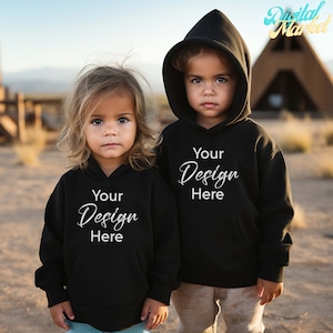 Western Toddler Mockup Gildan 18500B Black Gildan Hoodie Kids Black Hoodie Mockup Black Toddler Black Kids Mockup Black Hoodie