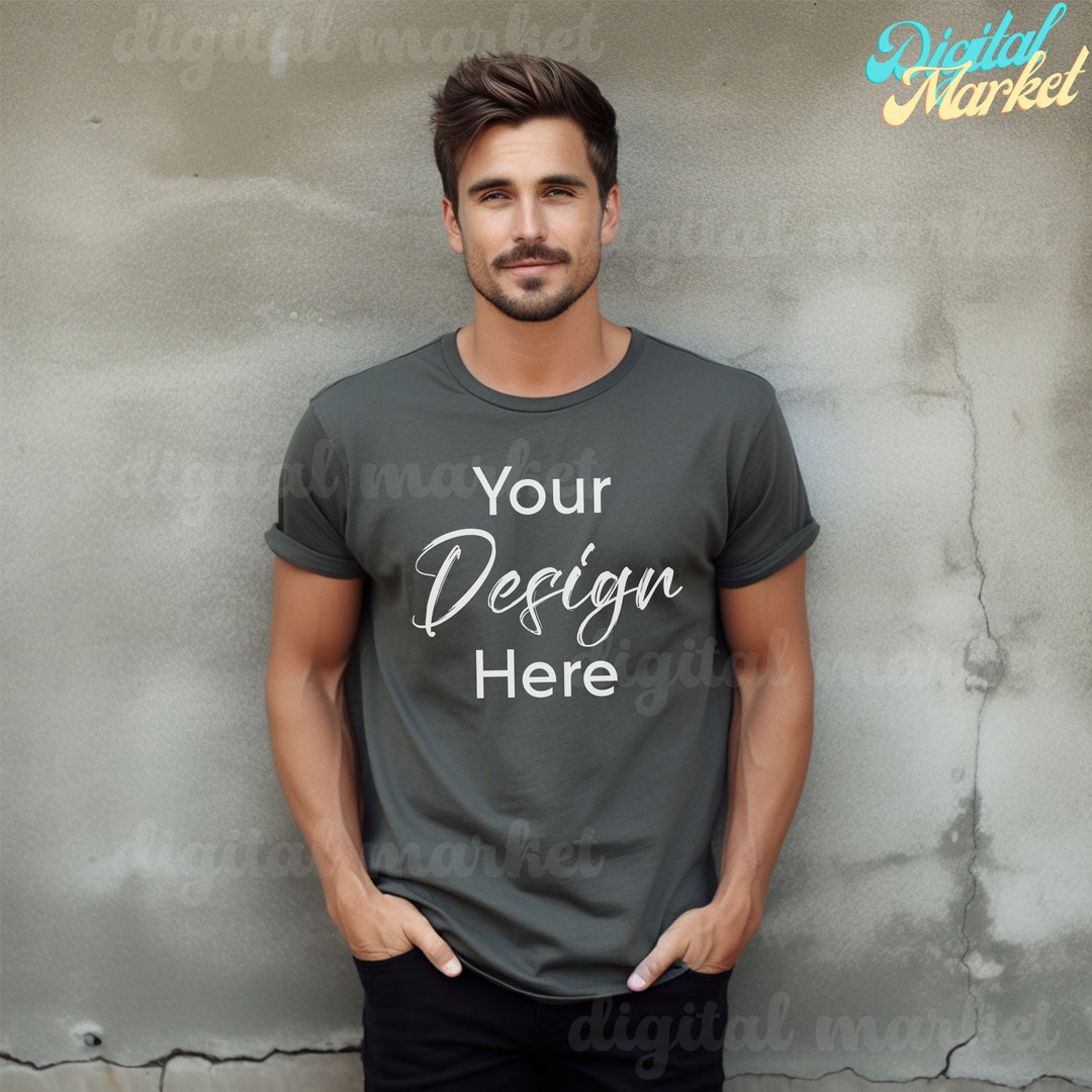 Bella Canvas Grey Mockup, Dark Grey Heather Mockup, Bella Canvas Shirt ...