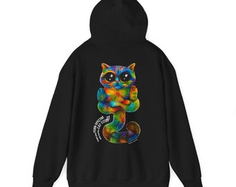 Sudadera con capucha unisex con estampado doble Proteja su perspectiva de ronroneo con actitudes saludables para los gatos