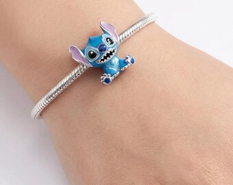 Söt Blå Alien Berlock – Pandora-stil Sterling Silver Emaljpärla för Armband och Gåvor