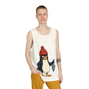 Camiseta sin mangas de pingüino, divertida camiseta con estampado de animales, camiseta sin mangas de verano, ropa de playa con humor sarcástico, ropa de moda sin mangas para hombre