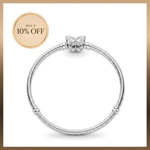 Silver Butterfly Charm Bracelet, Snake Chain Bangle with Butterfly Clasp, Elegant Nature Jewelry, Gift for Her, Delicate Birthday Gift