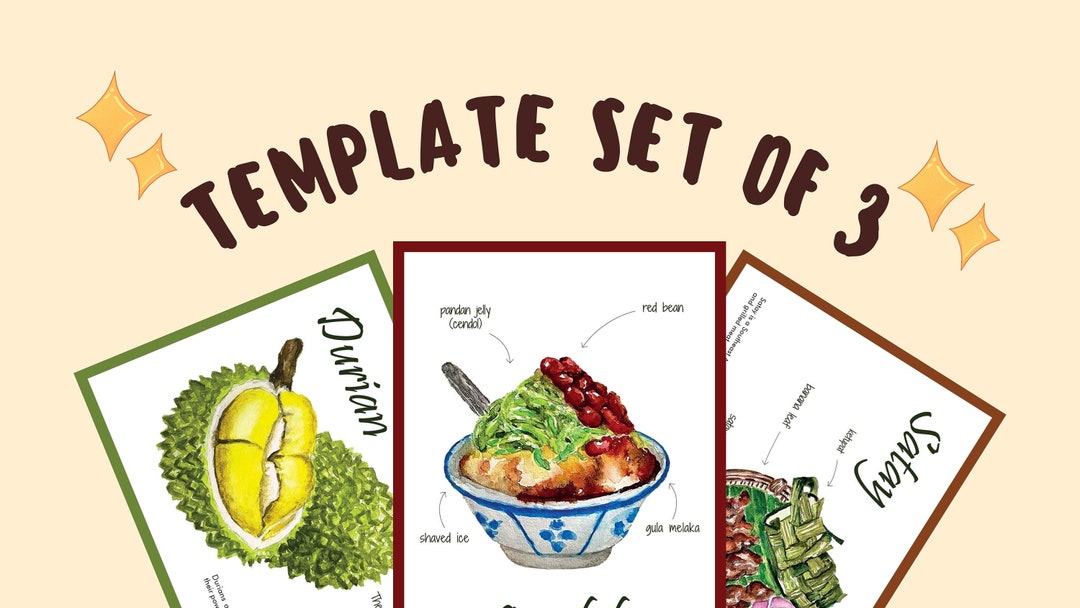 Printable Malaysian Food Watercolor Postcard Design Postcards Etsy