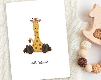 Biglietto d'auguri per neonato giraffa safari per neonato - Download digitale autostampato