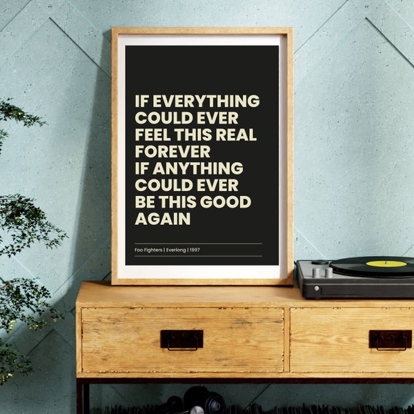 Foo Fighters Everlong Lyrics Poster - Digital Download