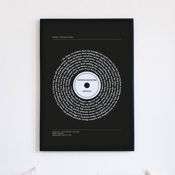 Metallica Nothing Else Matters Vinyl Songtexte Print