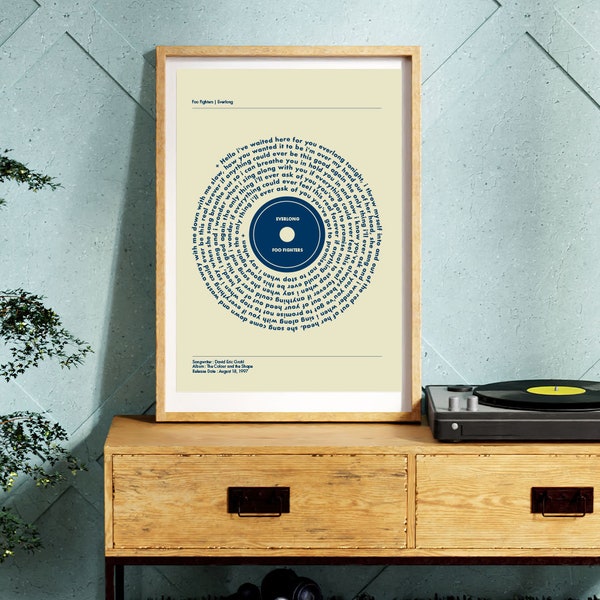 Foo Fighters Everlong Vinyl Lyrics Print