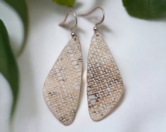Leaf of Gold - Elegant Polymer Clay Earrings with Hypoallergenic Stainless Steel Hooks - Unique and Creative Design, a perfect gift for her