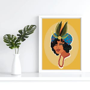 Venezuelan icon Señora PAN with a flapper aesthetic digital illustration