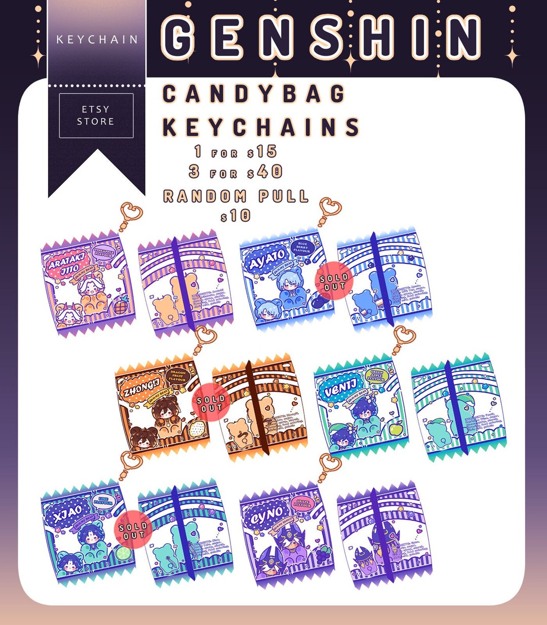 Genshin Impact Candy Bag Charm Etsy