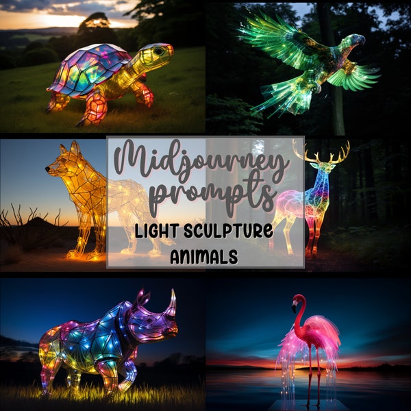 Midjourney Prompt Light Sculpture Animals AI Art Complete Midjourney Guide for Creating Customizable Light Animals