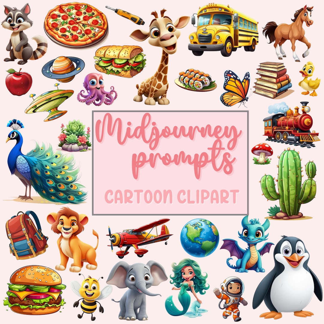 Cartoon Clipart Midjourney Prompts for Cute AI Art, Complete Midjourney ...