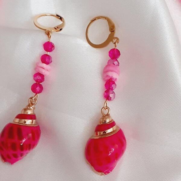 Boucles d'oreilles coquillage rose