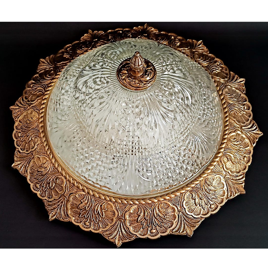 Vintage Ceiling Chandelier WORKING Antique Collectible Lamp With Glass