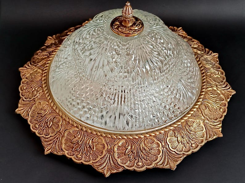 Vintage Ceiling Chandelier WORKING Antique Collectible Lamp With Glass