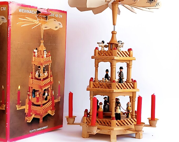 3tiered Big German Nativity Pyramid With Original Box Carousel