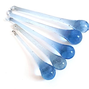 Set of 5 Murano glass chandelier part ornament Blue drop shaped lamp parts Sconce boho glass teardrops Rare glass drops Housewarming gift