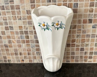 Vintage McCoy Wall Planter With Daisy And Cornflower Pattern