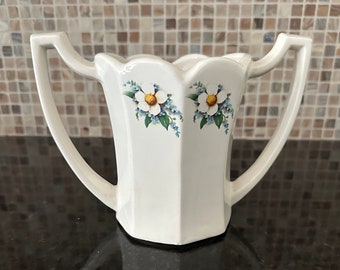 Vintage McCoy Vase With Double Handles #150 Daisy And Cornflower Pattern