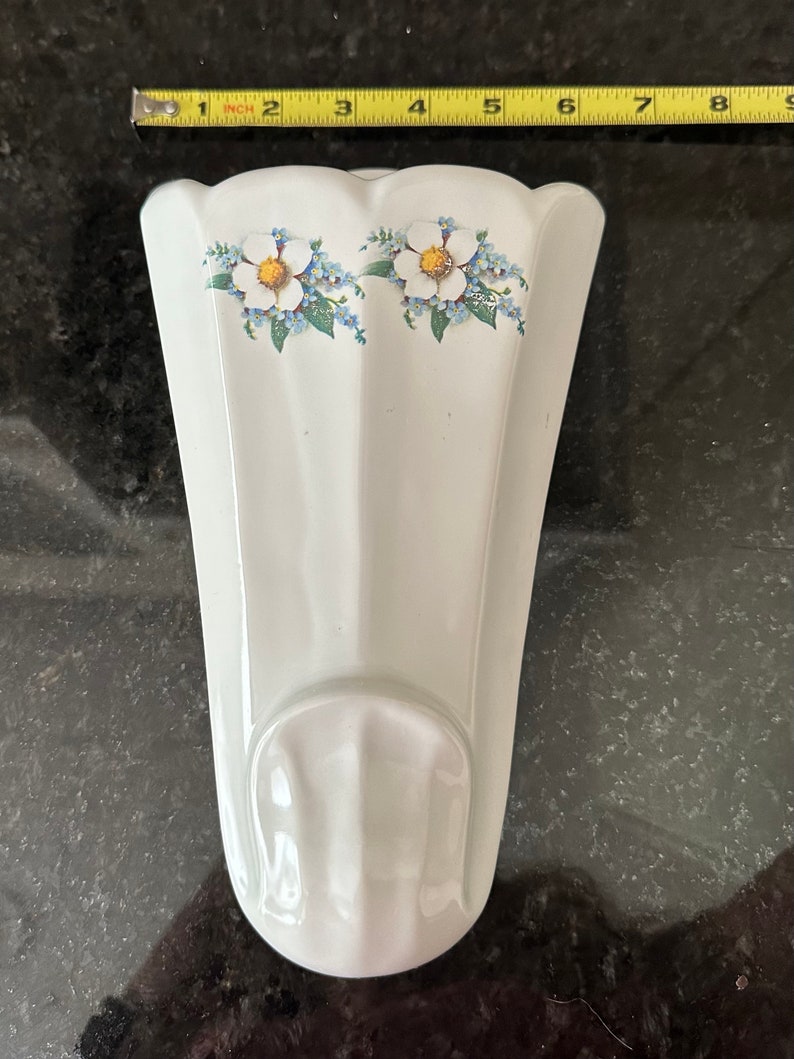 Vintage McCoy Wall Planter With Daisy And Cornflower Pattern zdjęcie 7