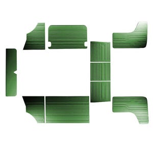 VW T2 Bus Green Door Panel Set 10 Pcs | 1968-1979 Interior Trim Kit | Camper Van Side Panels | Bay Window Bus Upholstery