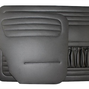Juego de 4 paneles de puerta de vinilo negro compatibles con VW Beetle 1300 Bugatti (1965-1966). Restauración de molduras interiores para un aspecto clásico. 4-4713