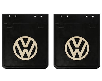 Mud Flaps Pair for VW Beetle T1 T2 Buses Black Rubber Splash Guards With Brackets for Classic VW Bus Camper Van 1950–1979 Models (25-3149)