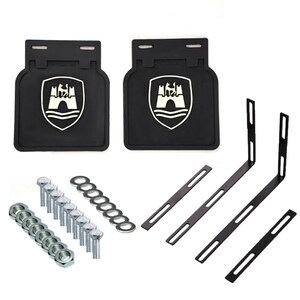 Classic Beetle Mud Flaps with Wolfsburg Emblem Black Set for Rear Fit 1100 1200 1300 1302 1303 Ghia Type3 1950-1975 Aircooled Cars (25-3152)