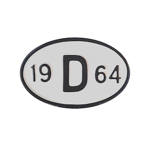 Rear Year Plate 1964 19D64 Embossed Metal Oval Germany D Plate for VW Beetle T1 Bus Karmann Ghia Vintage License Car Badge Accessory 25-3033