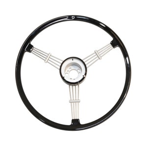Stuurwiel zwarte kleur banjo 400 mm 15 inch vintage ijzeren retro klassieke auto-accessoire met 3 spaken, look uit de jaren 50 (set niet inbegrepen)