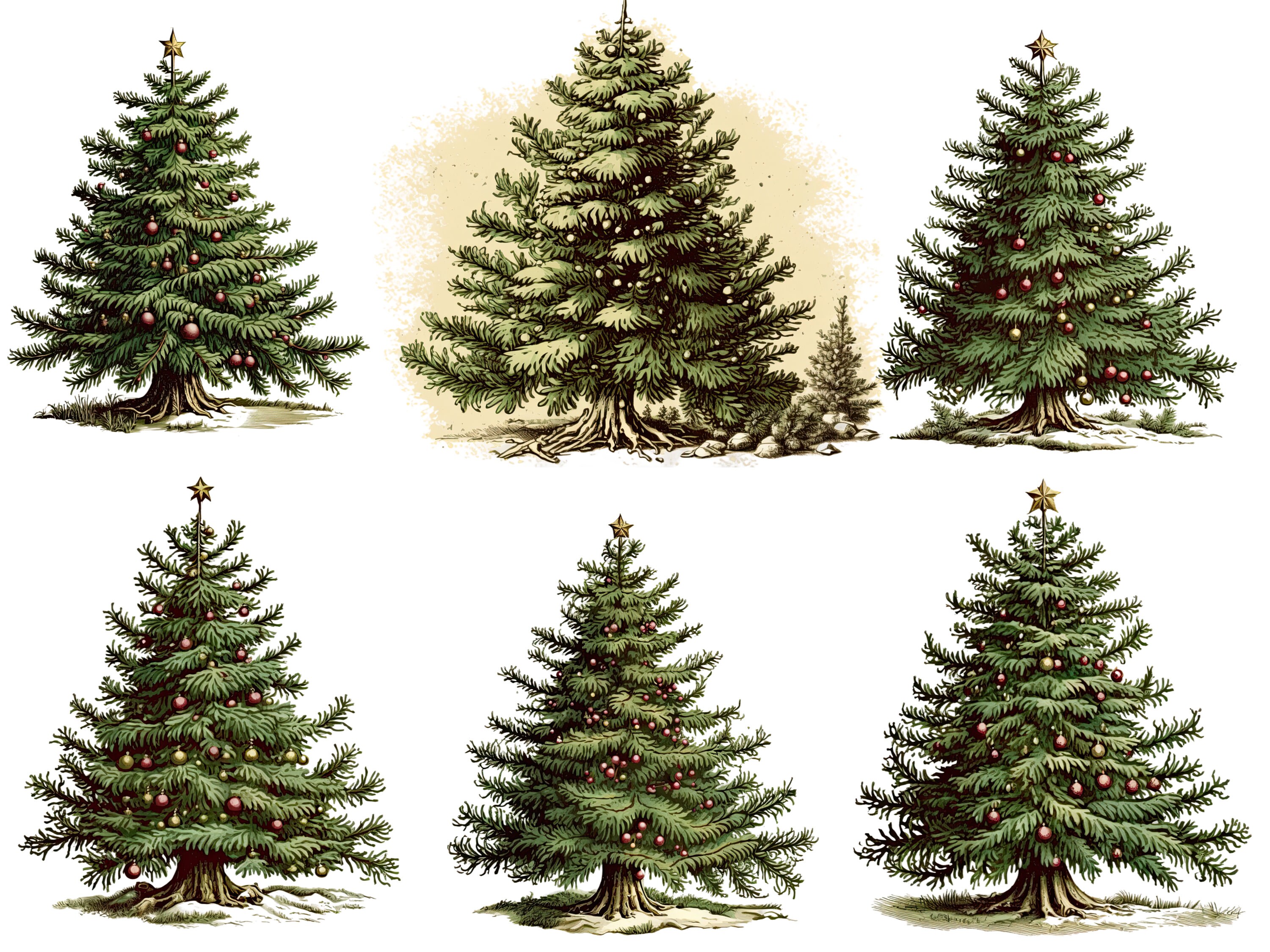 93 Traditional Holiday Clip Art Bundle | Christmas Clipart Set | Trees ...