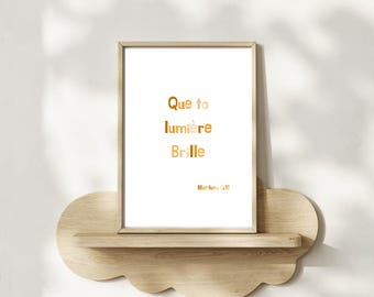 Christian wall poster, in French, children's room decoration, "Matthew 5:16"