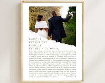 Personalized art of a couple, 1 Corinthians 13 - custom portrait gift