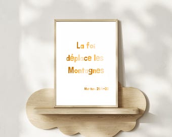Christian wall poster, wall art, in French, children's room decoration, "Matthew 21:18-22"