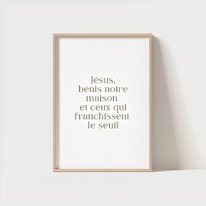 Pôster cristão de parede, arte digital para parede: "Jesus abençoa nossa casa e aqueles que cruzam a soleira"