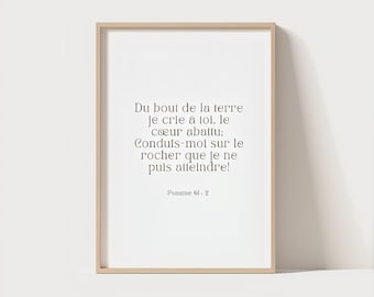 Christian wall poster, in French, digital, "Psalm 61:2"