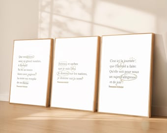 Christian Psalm wall art set, in French, digital